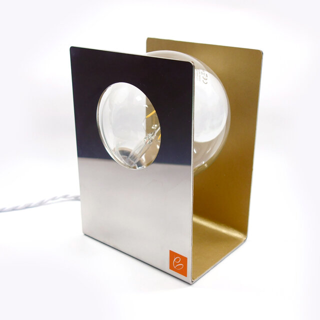 Altair - Glossy Mirror Metal Lamp with Gold Eco-Leather