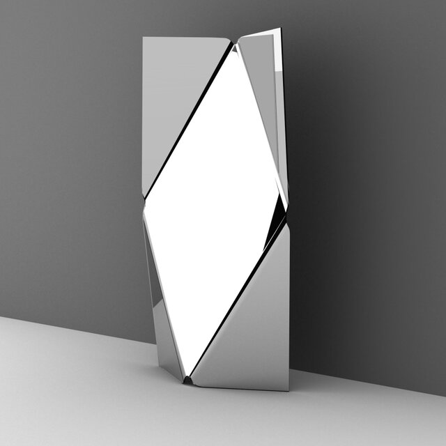 DIAMOND MIRROR - Sculptural Floor Mirror with Shaped and Curved Form